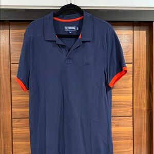 Vilebrequin Polo Shirt in Deep Blue with Orange Accents